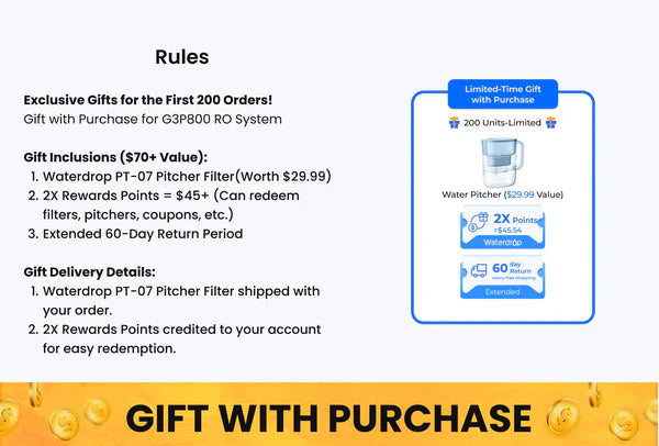 800 GPD Tankless RO System with UV Sterilizing Light - Waterdrop G3P800