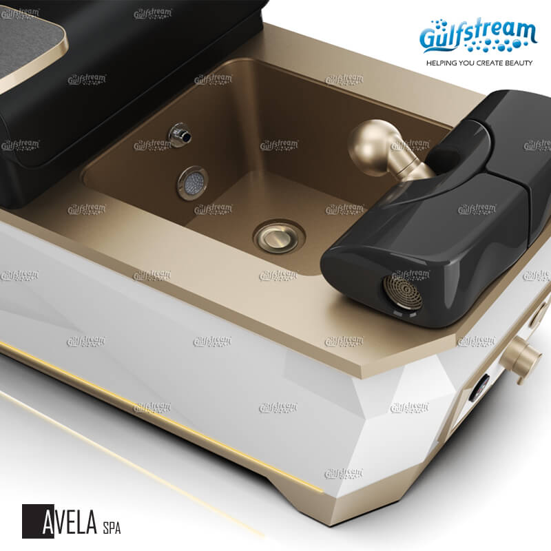 Avela integrated bowl with matte champagne faucet