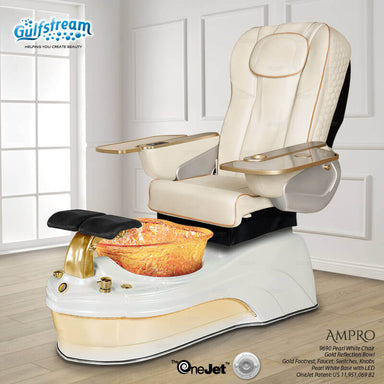 Gulfstream Ampro with Pearl White 9690 chair, white base and amber glass bowl