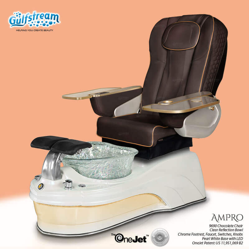 Gulfstream Ampro with Chocolate 9690 chair, white base and clear glass bowl