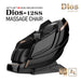 Dios 1288 black massage chair with an 8D Dual Roller System and touchscreen tablet technology