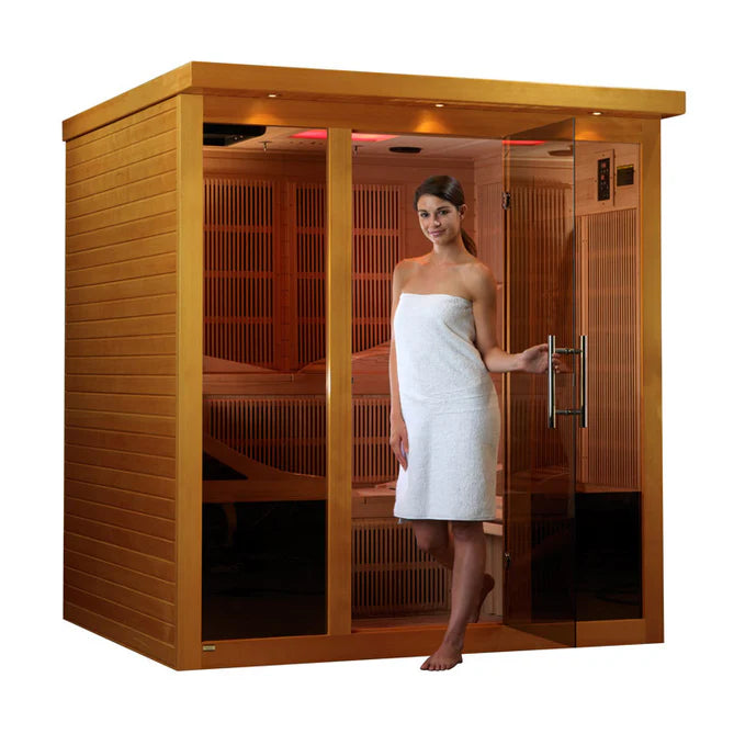 Dynamic Monaco - 6 Person Ultra Low EMF Infrared Sauna - (Canadian Hemlock)