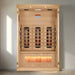 "2-person infrared sauna with Himalayan salt bar, Canadian Hemlock wood, and premium wellness features"