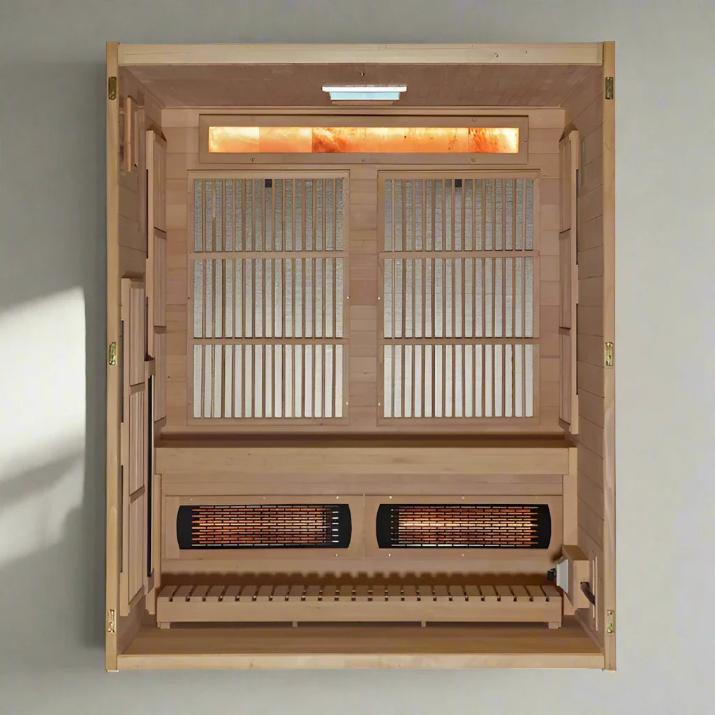 Golden Designs 2025 Soria GDI-8330-01 3 Per Hybrid Sauna (Indoor) - Full Spectrum and Harvia Traditional Stove