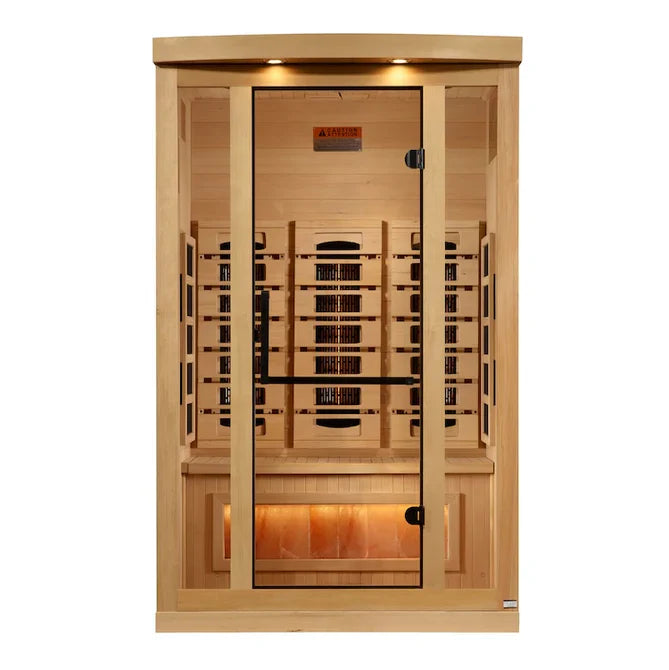 Golden Designs 3-Person Full Spectrum PureTech™ Near Zero EMF (Under 3MG) FAR Infrared Sauna with Himalayan Salt Bar (Canadian Hemlock)