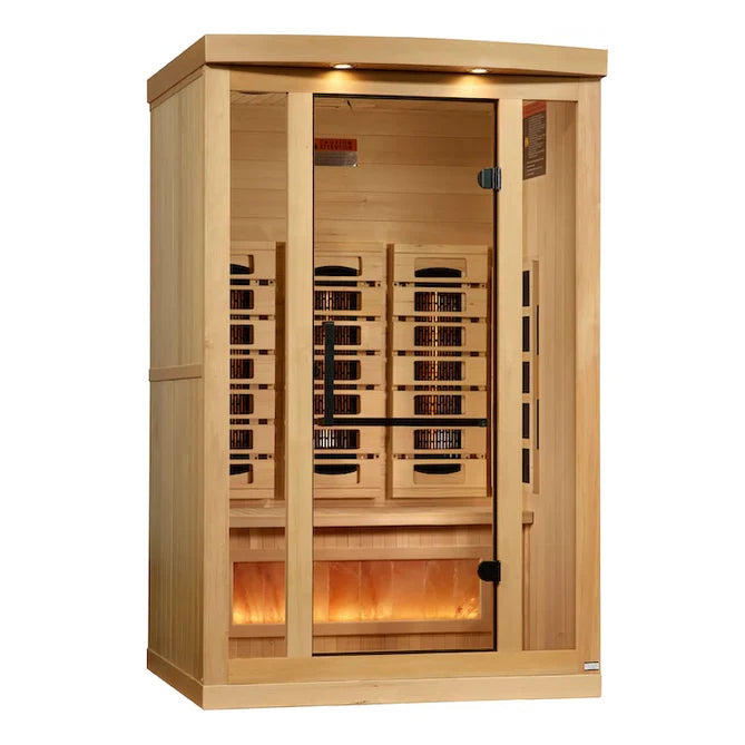 Golden Designs 3-Person Full Spectrum PureTech™ Near Zero EMF (Under 3MG) FAR Infrared Sauna with Himalayan Salt Bar (Canadian Hemlock)