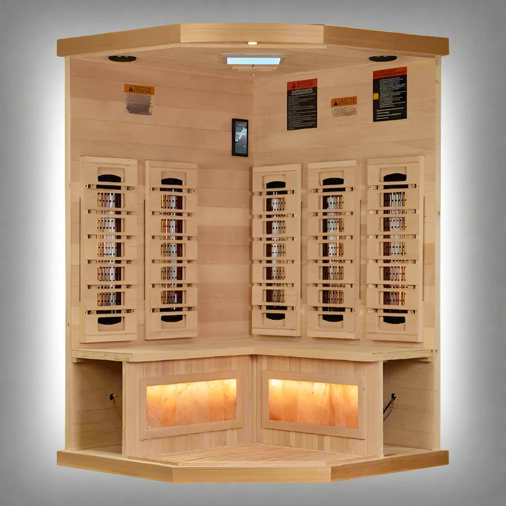 Golden Designs - 3 Person Corner Full Spectrum Infrared Sauna - (Canadian Hemlock)