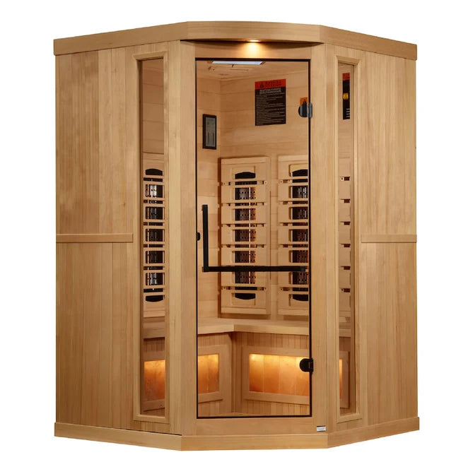 Golden Designs - 3 Person Corner Full Spectrum Infrared Sauna - (Canadian Hemlock)