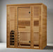 "Andermatt 2-3 person traditional steam sauna by Golden Designs, featuring luxurious Pacific Premium Clear Cedar and modern amenities."
