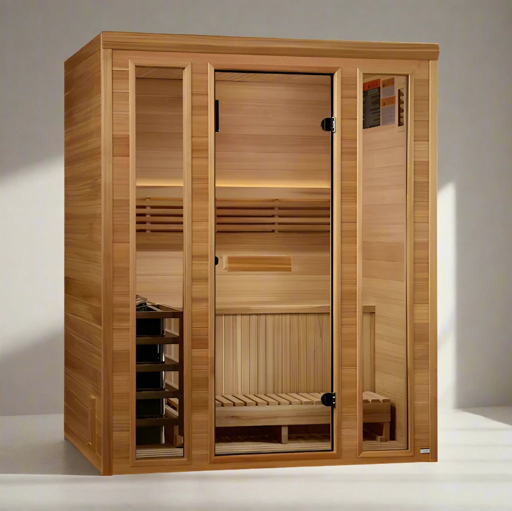 Golden Designs "Andermatt Edition" 2 - 3 Person Traditional Steam Sauna - Pacific Premium Clear Cedar