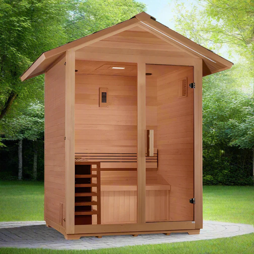 Golden Designs "Arlberg" 3 Person Traditional Outdoor Sauna - Canadian Hemlock