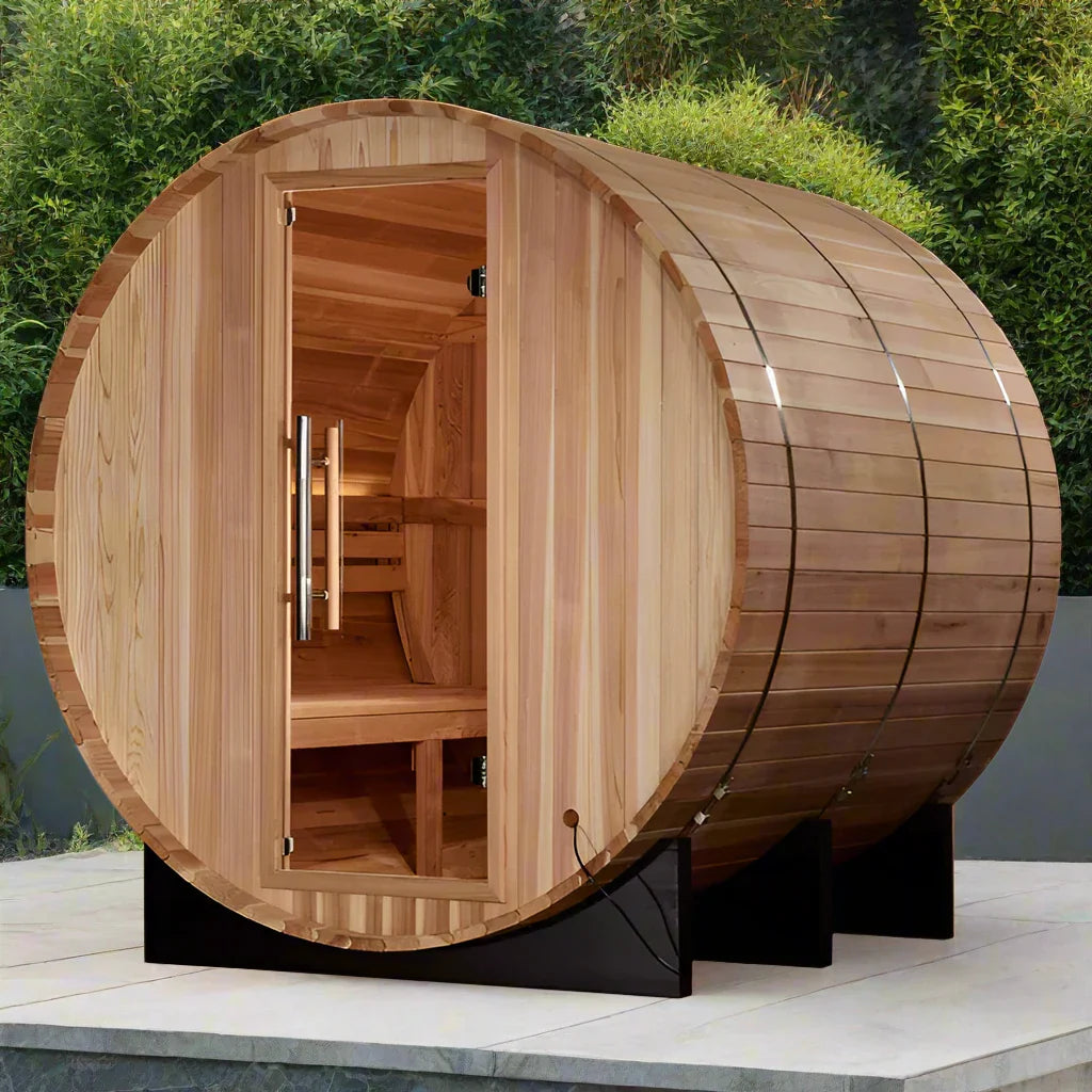 Golden Designs "Arosa" 4 Person Barrel Traditional Steam Sauna - Pacific Cedar