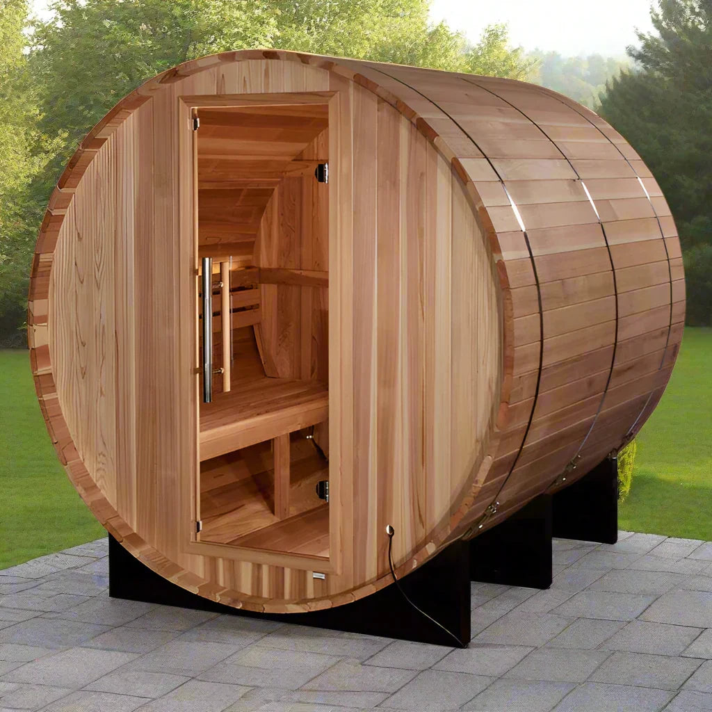 Golden Designs "Arosa" 4 Person Barrel Traditional Steam Sauna - Pacific Cedar
