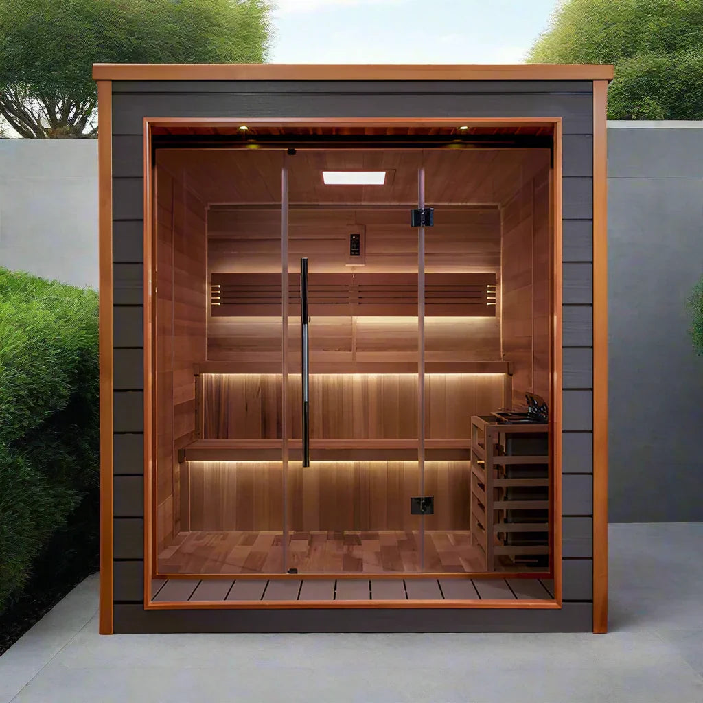 Golden Designs Bergen 6 Person Outdoor-Indoor Traditional Sauna - Canadian Red Cedar Interior