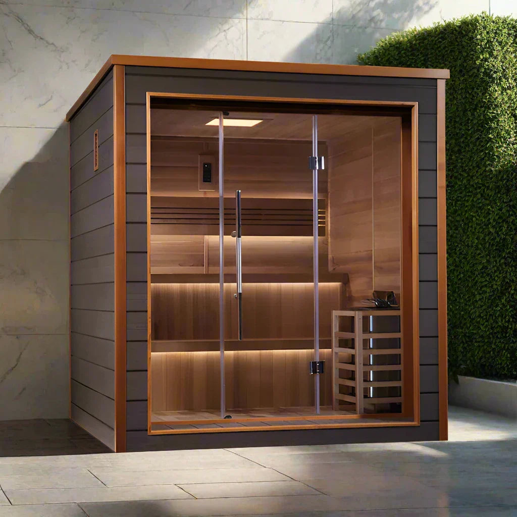 Golden Designs Bergen 6 Person Outdoor-Indoor Traditional Sauna - Canadian Red Cedar Interior