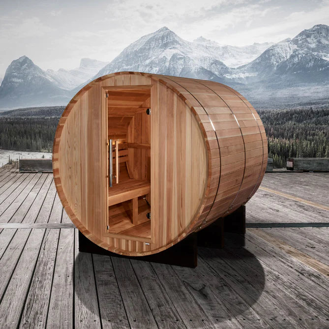 Golden Designs "Borealis" 4-Persons Barrel Traditional Sauna