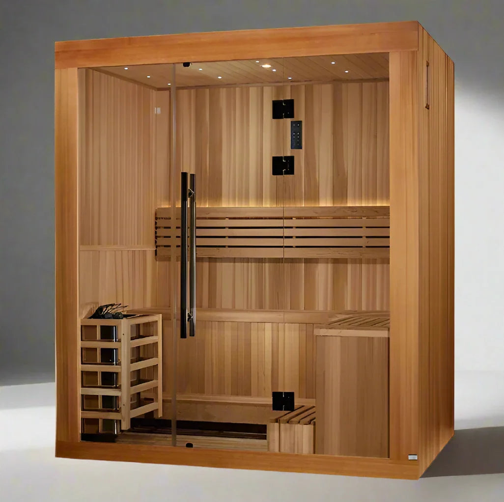 Golden Designs 2025 "Copenhagen Edition" 3 Person Traditional Sauna - Canadian Red Cedar