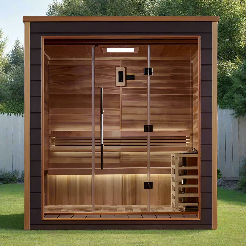 Drammen - 3 Person Outdoor Sauna - (Red Cedar Interior)