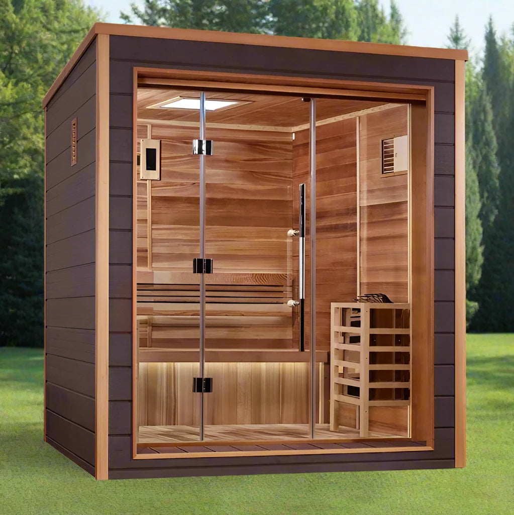 Golden Designs Drammen - 3 Person Outdoor Sauna - (Red Cedar Interior)