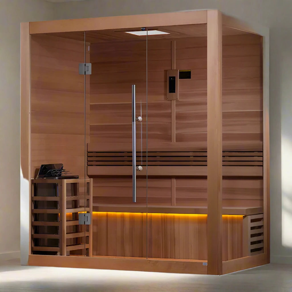 Golden Designs "Forssa Edition" 3 Person Indoor Traditional Sauna - Canadian Red Cedar Interior