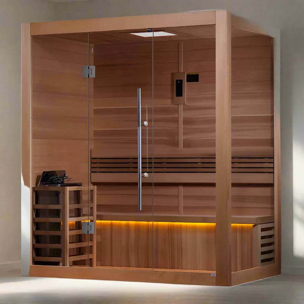 Golden Designs "Forssa Edition" 3 Person Indoor Traditional Sauna - Canadian Red Cedar Interior