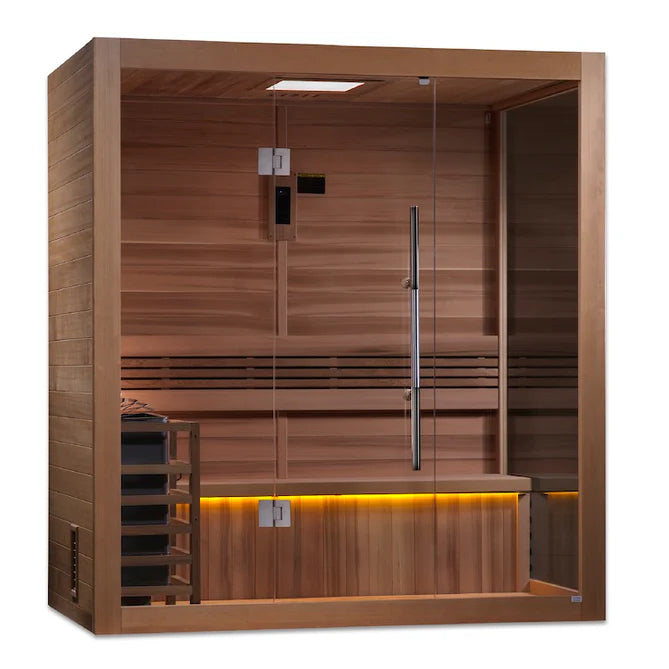 Golden Designs "Forssa Edition" 3 Person Indoor Traditional Sauna - Canadian Red Cedar Interior