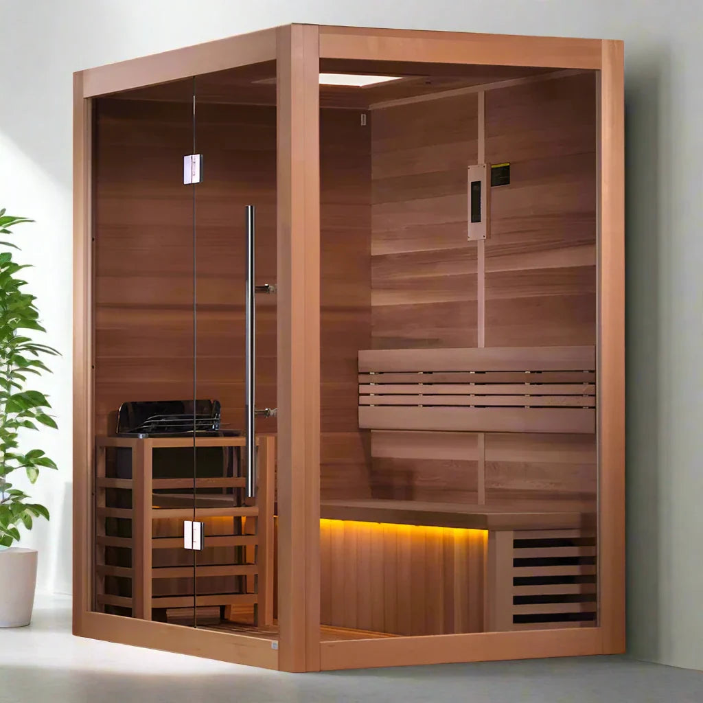 Golden Designs "Hanko Edition" 2 Person Indoor Traditional Sauna - Canadian Red Cedar Interior
