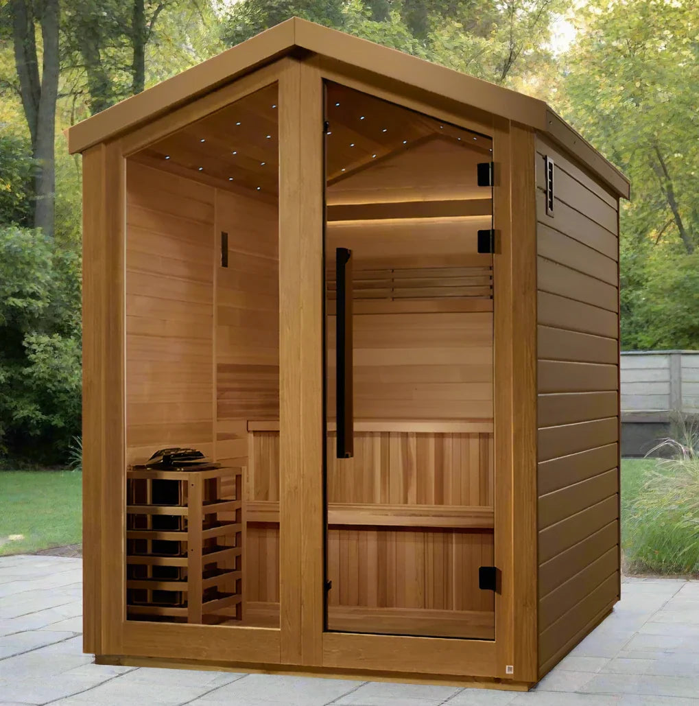Golden Designs Kaarina 6 Person Outdoor Traditional Sauna - Canadian Red Cedar Interior