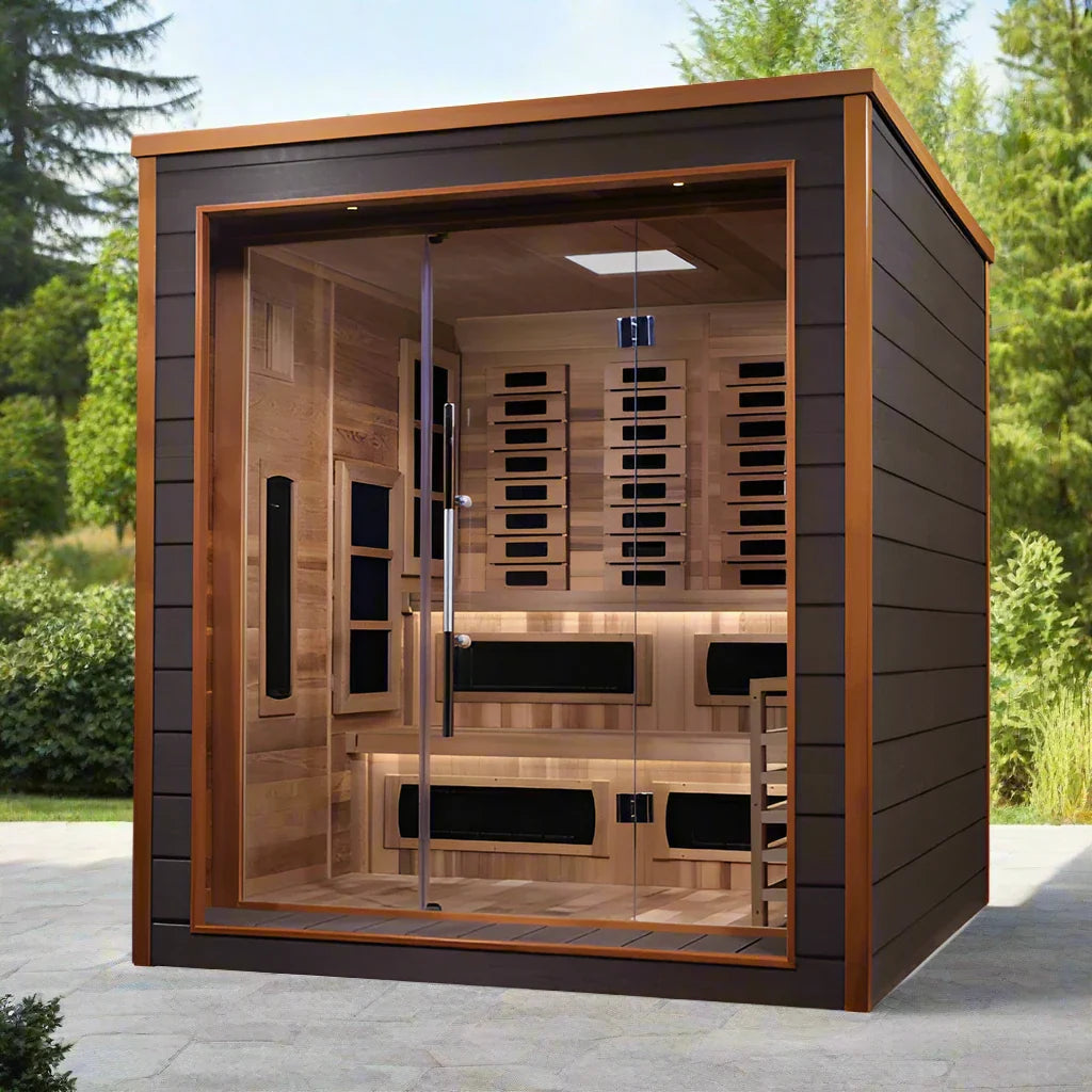Golden Designs Karlstad 6 Person Outdoor-Indoor PureTech™ Hybrid Full Spectrum Sauna - Canadian Red Cedar Interior