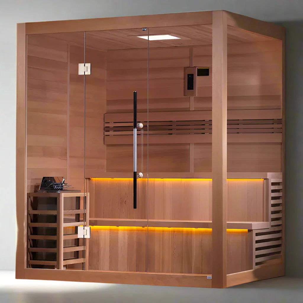 Golden Designs "Kuusamo Edition" 6 Person Indoor Traditional Sauna - Canadian Red Cedar Interior