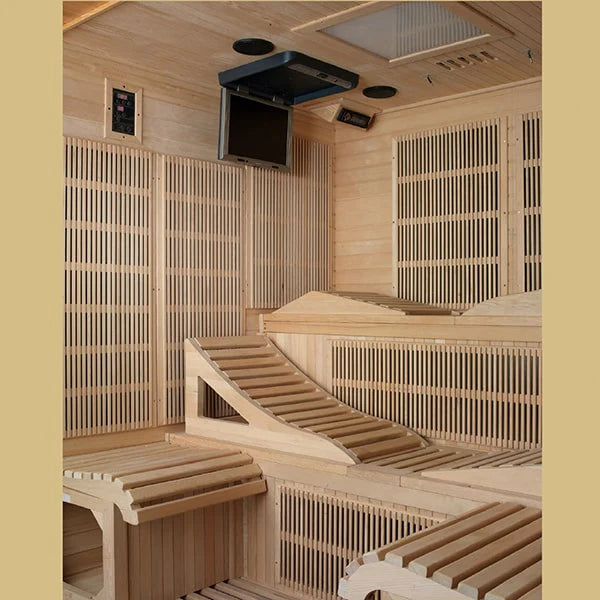 Golden Designs Monaco - 6 Person Near Zero EMF Infrared Sauna - (Canadian Hemlock)