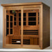 "Spacious 6-person Far Infrared Sauna by Golden Designs with low EMF technology and natural hemlock construction."
