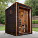 "Golden Designs Nora 2-Person Hybrid Outdoor Sauna with Canadian Red Cedar Interior and Full Spectrum IR technology."