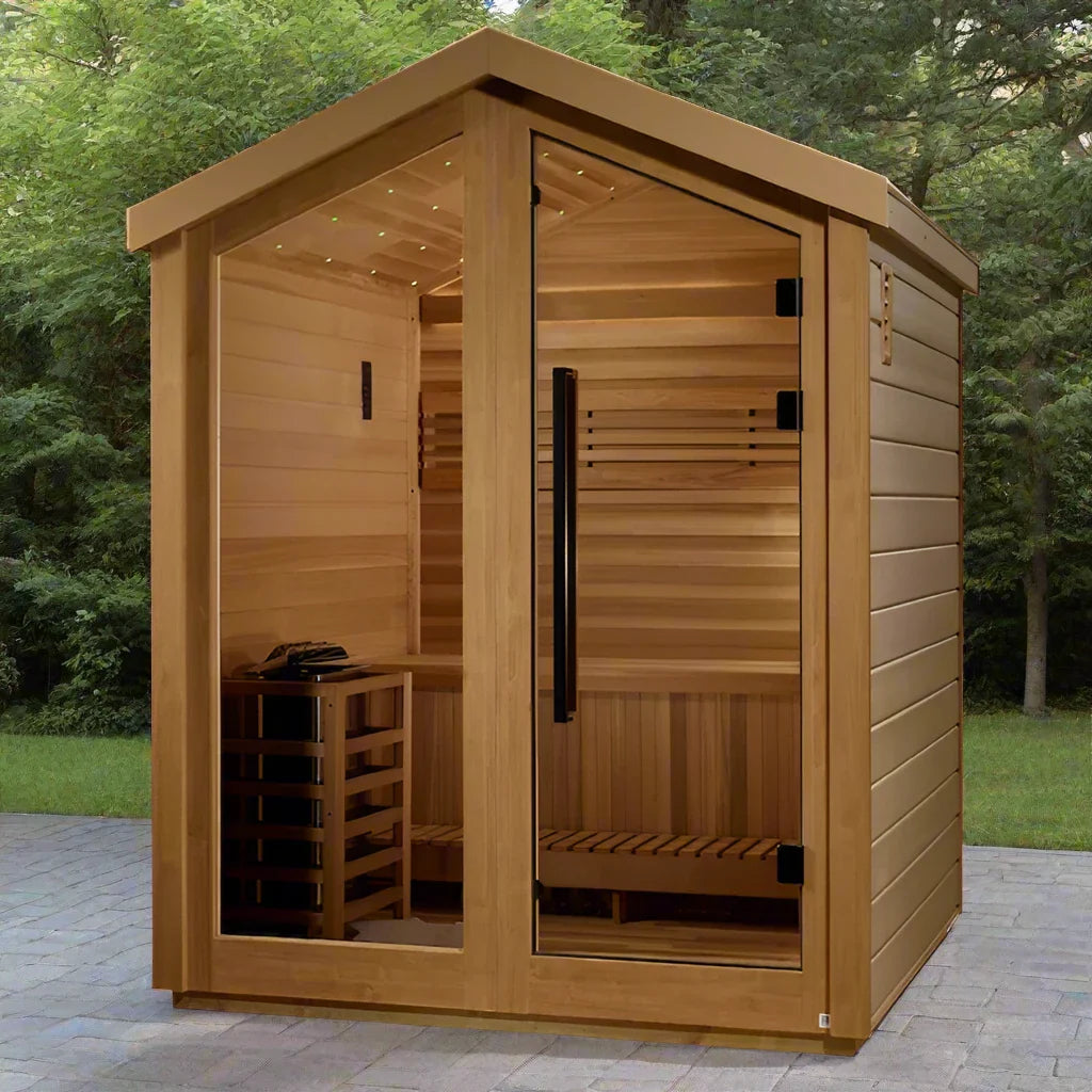 Golden Designs Savonlinna 3 Person Outdoor Traditional Sauna - Canadian Red Cedar Interior