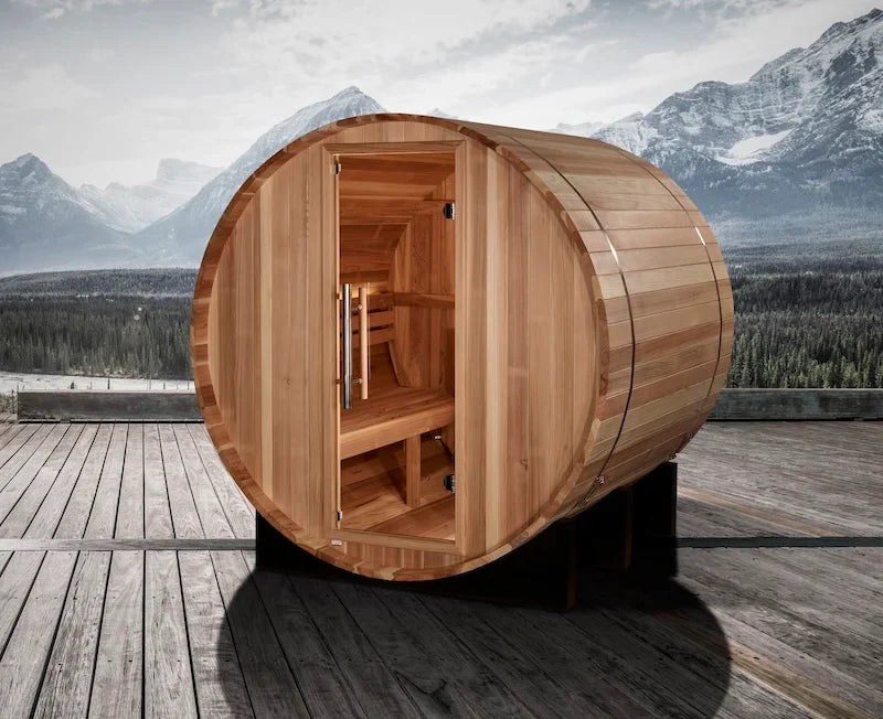 Golden Designs "St. Moritz" 2 Person Barrel Traditional Steam Sauna - Pacific Cedar