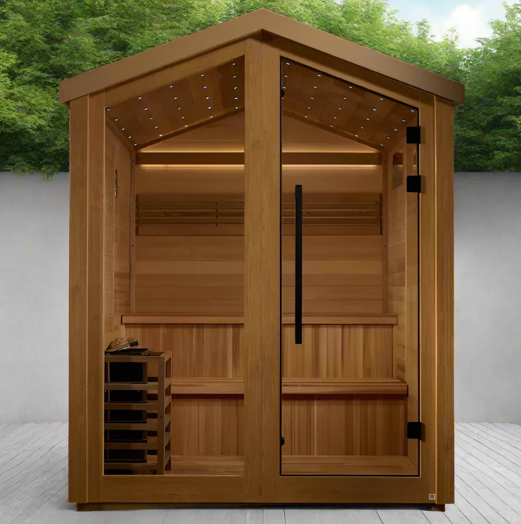 Golden Designs Kaarina 6 Person Outdoor Traditional Sauna - Canadian Red Cedar Interior