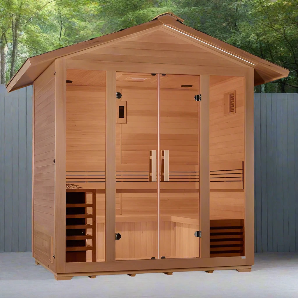 Golden Designs "Vorarlberg" - 5 Person Outdoor Sauna - (Canadian Hemlock)