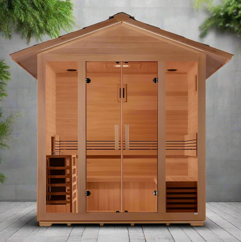 Golden Designs "Vorarlberg" - 5 Person Outdoor Sauna - (Canadian Hemlock)