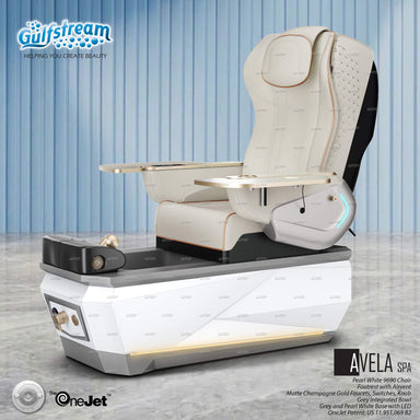 Gulfstream Avela Spa pedicure chair in Pearl White with Grey and Pearl White base