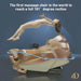 image of woman levitating above rose gold massage chair 