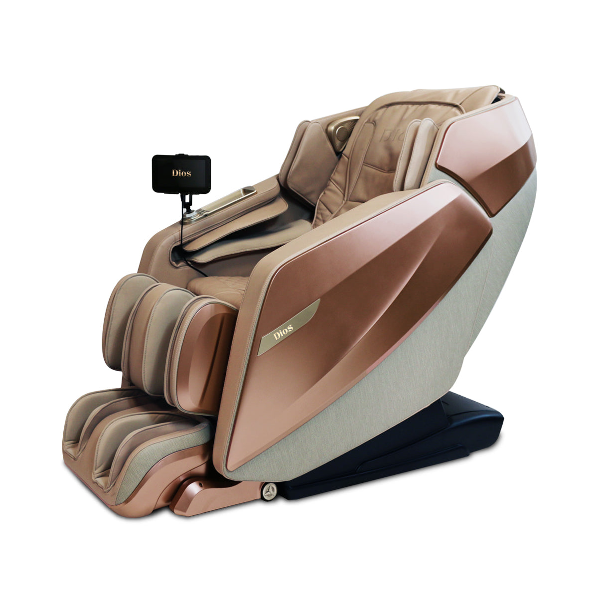 Rose gold massage chair with touchscreen tablet