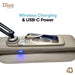 Image of massage chair armrest with charging cell phone