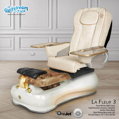 Gulfstream La Fleur 3 with Pearl White 9690 chair, white base and amber glass bowl