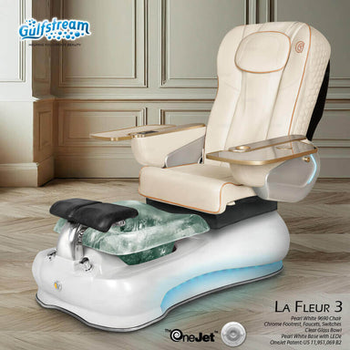 Gulfstream La Fleur 3 with Pearl White 9690 chair, white base and clear glass bowl