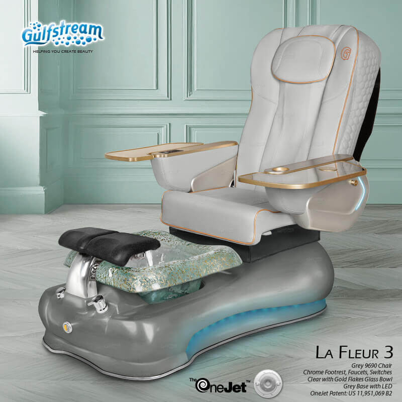 Gulfstream La Fleur 3 with Grey 9690 chair, grey base and clear glass bowl