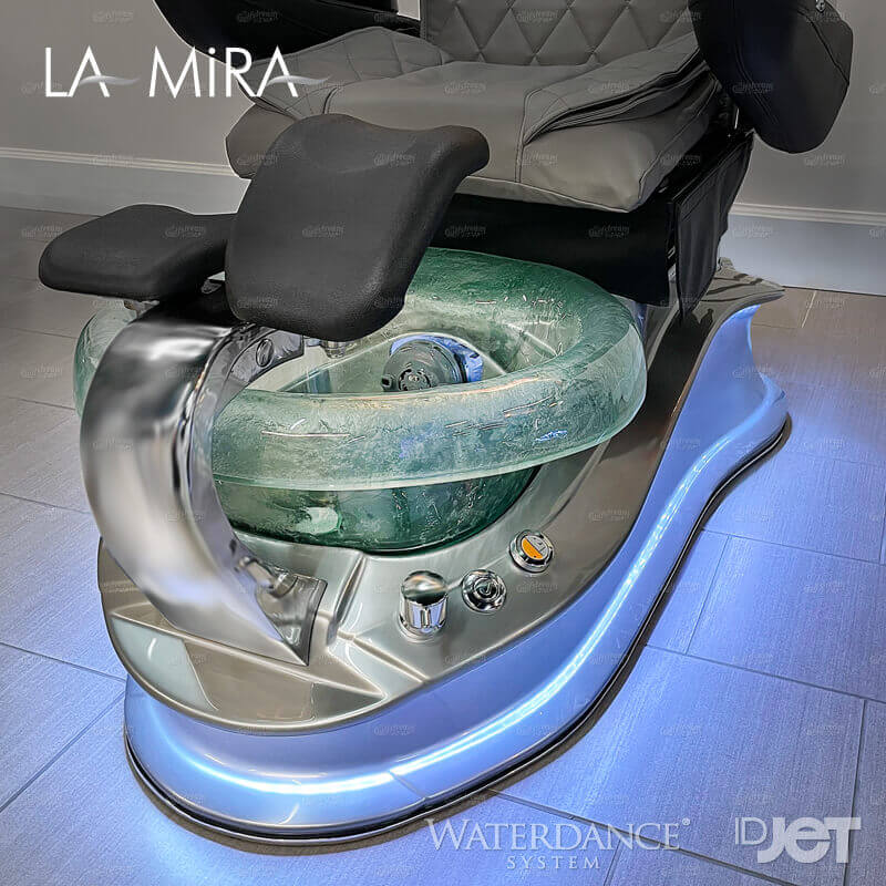 La Mira clear glass bowl with footrest and LED lighting