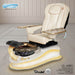 Gulfstream La Mira with Pearl White 9690 chair, white base and Rustic Gold glass bowl