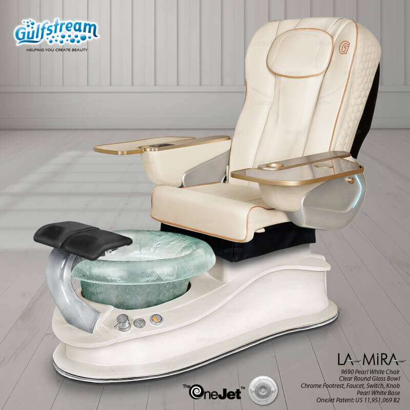 Gulfstream La Mira with Pearl White 9690 chair, white base and clear glass bowl
