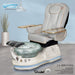 Gulfstream La Miranda with Grey 9690 chair, white base and clear glass bowl