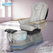Gulfstream La Peria with Grey 9690 chair, white base and Bird Nest crystal bowl